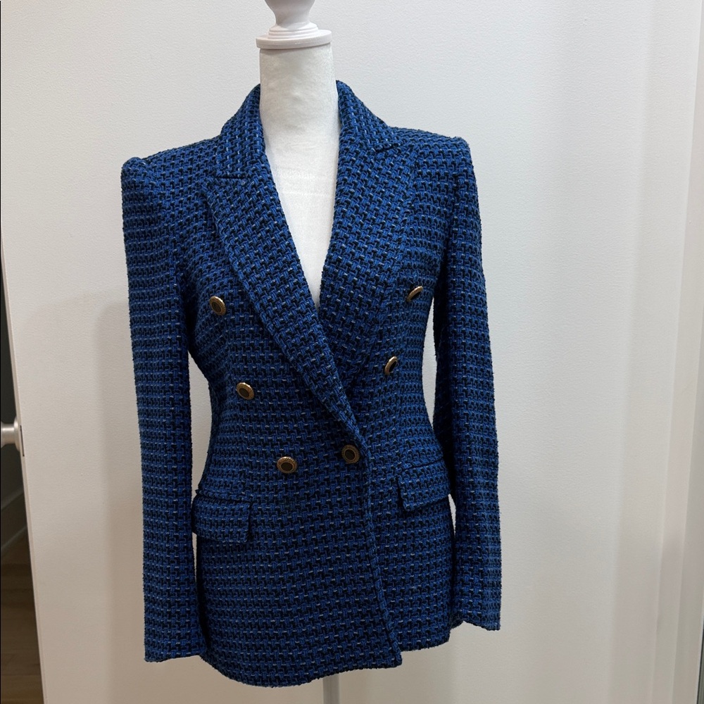 Zara Royal Blue Textured Double-Breasted Blazer - Picture 16 of 16